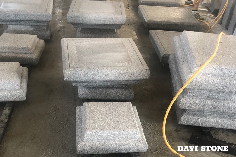 G633 Light Grey Granite Stone Roundsided pier caps Bushhammered - Dayi Stone